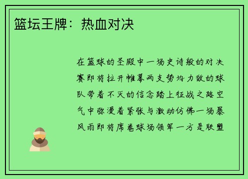 篮坛王牌：热血对决